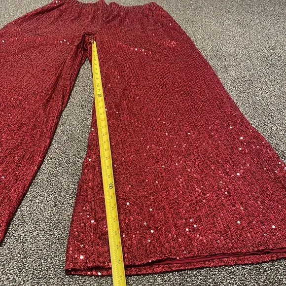 Lulu's Red Sequin Wide Leg Pants - Picture 5 of 8